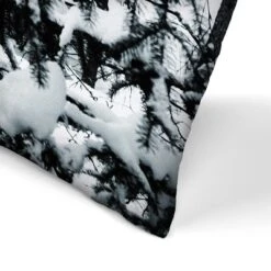 Cabins In Snowy Pine Tree Forest By Tanya Shumkina Throw Pillow - Americanflat