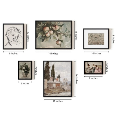 Americanflat 6 Piece Vintage Gallery Wall Art Set - Chickadee, Apple Tree Watercolor, Portrait Sketch, Afghan Rug By Maple + Oak 2 Americanflat 6 Piece Vintage Gallery Wall Art Set - Chickadee, Apple Tree Watercolor, Portrait Sketch, Afghan Rug By Maple + Oak - Image 2