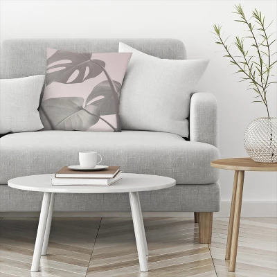 Monstera On Pink By Tanya Shumkina Throw Pillow - Americanflat 2 Monstera On Pink By Tanya Shumkina Throw Pillow - Americanflat - Image 2