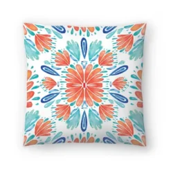Americanflat Flor Coral Blue Folksy By Kristine Lombardi Throw Pillow -Americanflat GUEST 080a655f 498c 4da3 9e16 d4c96f39aec0