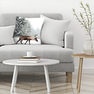 Moose In The Winter Forest By Tanya Shumkina Throw Pillow - Americanflat 2 Moose In The Winter Forest By Tanya Shumkina Throw Pillow - Americanflat - Image 2
