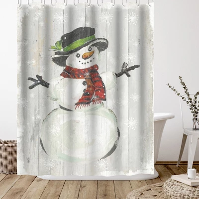Americanflat 71" X 74" Shower Curtain, Holiday Snowman By PI Creative Art 2 Americanflat 71" X 74" Shower Curtain, Holiday Snowman By PI Creative Art - Image 2