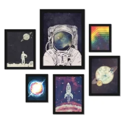 (Set Of 6) Framed Prints Gallery Wall Art Set Outer Space Astronaut By Tracie Andrews - Americanflat