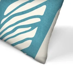 Abstract Banana Leaf Blue By Modern Tropical Throw Pillow - Americanflat