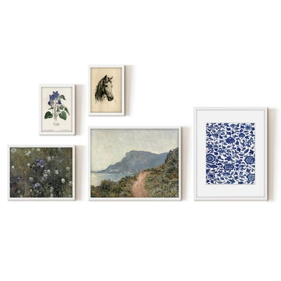 Americanflat 5 Piece Vintage Gallery Wall Art Set - Path Over The Hill, Flowers In The Valley, Violets By Maple + Oak 6 Americanflat 5 Piece Vintage Gallery Wall Art Set - Path Over The Hill, Flowers In The Valley, Violets By Maple + Oak - Image 6