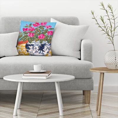 Floral On Yellow Throw Pillow By Mandy Buchanan - Americanflat 2 Floral On Yellow Throw Pillow By Mandy Buchanan - Americanflat - Image 2