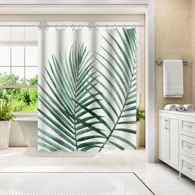 Americanflat 71" X 74" Shower Curtain, Emerald Palms By Modern Tropical 1 Americanflat 71" X 74" Shower Curtain, Emerald Palms By Modern Tropical