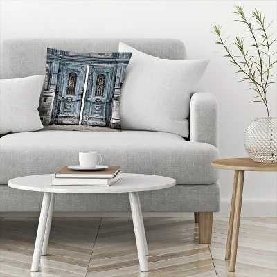 Vintage Door In Blue By Tanya Shumkina Throw Pillow - Americanflat 2 Vintage Door In Blue By Tanya Shumkina Throw Pillow - Americanflat - Image 2