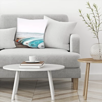 Surfboards Waiting For Surfers By Tanya Shumkina Throw Pillow - Americanflat 2 Surfboards Waiting For Surfers By Tanya Shumkina Throw Pillow - Americanflat - Image 2