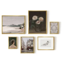 Americanflat 6 Piece Vintage Gallery Wall Art Set - Three Pink Roses, Brazillian Beachscape Street Corner Reclining Woman By Maple + Oak 10 Americanflat 6 Piece Vintage Gallery Wall Art Set - Three Pink Roses, Brazillian Beachscape Street Corner Reclining Woman By Maple + Oak -Americanflat GUEST 469cd5c5 85c4 4bb8 afde a1940d2db7d3