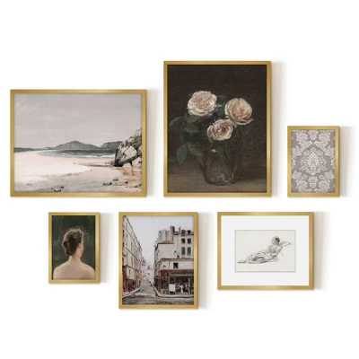 Americanflat 6 Piece Vintage Gallery Wall Art Set - Three Pink Roses, Brazillian Beachscape Street Corner Reclining Woman By Maple + Oak 5 Americanflat 6 Piece Vintage Gallery Wall Art Set - Three Pink Roses, Brazillian Beachscape Street Corner Reclining Woman By Maple + Oak - Image 5