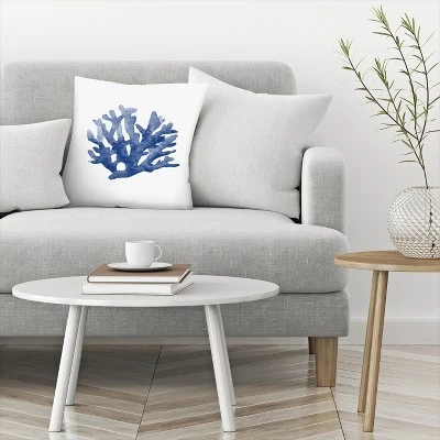 Blue Coral 3 By Nuada Throw Pillow - Americanflat 2 Blue Coral 3 By Nuada Throw Pillow - Americanflat - Image 2