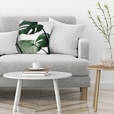 Monstera On Grey By Tanya Shumkina Throw Pillow - Americanflat 2 Monstera On Grey By Tanya Shumkina Throw Pillow - Americanflat - Image 2