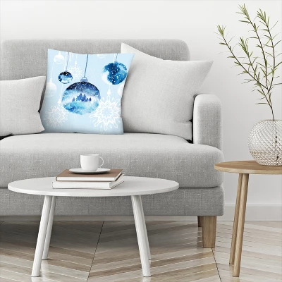 Blue Ornaments By Pi Holiday Collection - Minimalist Throw Pillow 1 Blue Ornaments By Pi Holiday Collection - Minimalist Throw Pillow