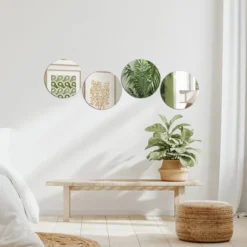 Americanflat Adhesive Mirror Tiles - Peel And Stick Mirrors For Wall - Frameless Round Mirrors For Bedroom And Living Room Décor