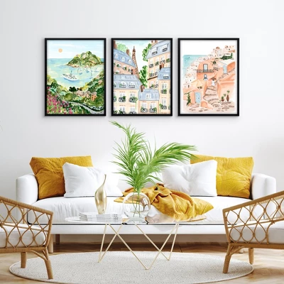 Americanflat 3 Piece 16x20 Wrapped Canvas Set - Portofino By Sabina Fenn - Coastal Wall Art 1 Americanflat 3 Piece 16x20 Wrapped Canvas Set - Portofino By Sabina Fenn - Coastal Wall Art