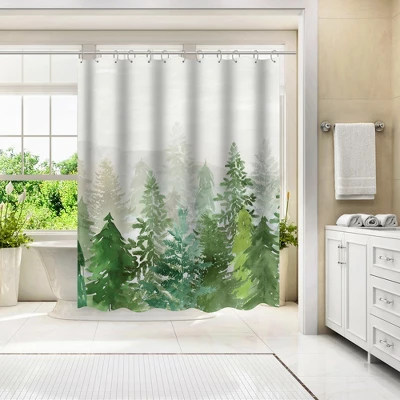 Americanflat 71" X 74" Shower Curtain, Winter Evergreen Forest By PI Creative Art 1 Americanflat 71" X 74" Shower Curtain, Winter Evergreen Forest By PI Creative Art