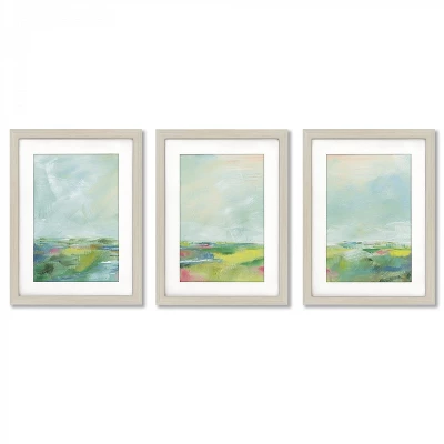 Colorful Horizon By Sue Schlabach - 3 Piece Gallery Framed Print Art Set 1 Colorful Horizon By Sue Schlabach - 3 Piece Gallery Framed Print Art Set
