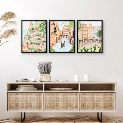 Americanflat 3 Piece 16x20 Wrapped Canvas Set - Italian Shore By Sabina Fenn - Coastal Wall Art 1 Americanflat 3 Piece 16x20 Wrapped Canvas Set - Italian Shore By Sabina Fenn - Coastal Wall Art