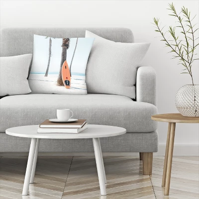 Surfboard Near Tropical Palm By Tanya Shumkina Throw Pillow - Americanflat 2 Surfboard Near Tropical Palm By Tanya Shumkina Throw Pillow - Americanflat - Image 2