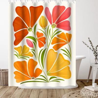 Americanflat 71" X 74" Shower Curtain, Spring Wildflowers By Modern Tropical 2 Americanflat 71" X 74" Shower Curtain, Spring Wildflowers By Modern Tropical - Image 2