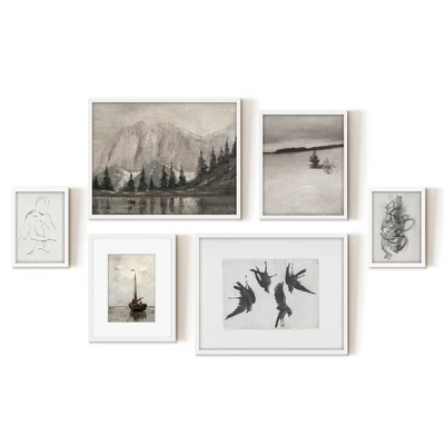 Americanflat 6 Piece Vintage Gallery Wall Art Set - Mountain Range, Four Ravens, Winter Tree, Beached Fishing Boat, Chaos By Maple + Oak 6 Americanflat 6 Piece Vintage Gallery Wall Art Set - Mountain Range, Four Ravens, Winter Tree, Beached Fishing Boat, Chaos By Maple + Oak - Image 6
