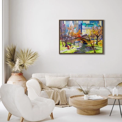 Americanflat Fall In Central Park 21"x31" Brown Framed Canvas 1 Americanflat Fall In Central Park 21"x31" Brown Framed Canvas