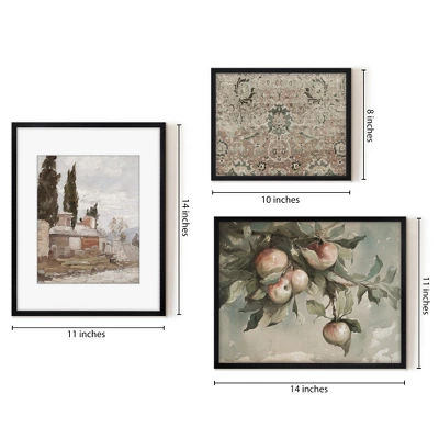 Americanflat 3 Piece Vintage Gallery Wall Art Set - Apple Tree Watercolor, Southern Austria, Afghan Rug By Maple + Oak 2 Americanflat 3 Piece Vintage Gallery Wall Art Set - Apple Tree Watercolor, Southern Austria, Afghan Rug By Maple + Oak - Image 2