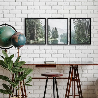 Americanflat 3 Piece 16x20 Wrapped Canvas Set - Green Forest By Artvir - Botanical Landscape Wall Art 1 Americanflat 3 Piece 16x20 Wrapped Canvas Set - Green Forest By Artvir - Botanical Landscape Wall Art