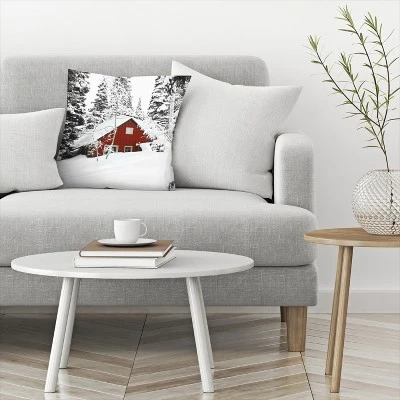 Red Cabin By Tanya Shumkina Throw Pillow - Americanflat 2 Red Cabin By Tanya Shumkina Throw Pillow - Americanflat - Image 2