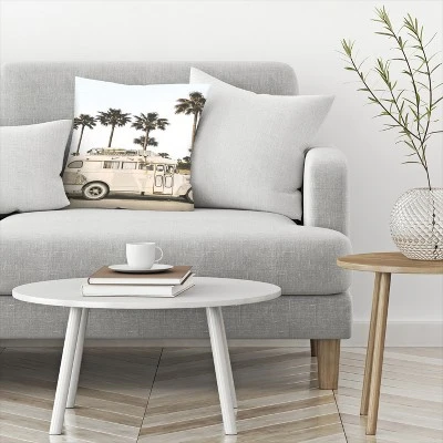 Retro Bus On The Beach By Tanya Shumkina Throw Pillow - Americanflat 2 Retro Bus On The Beach By Tanya Shumkina Throw Pillow - Americanflat - Image 2