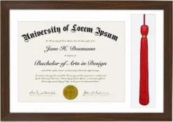 Americanflat 11x16 Graduation Frame With Tempered Shatter-resistant Glass - 2 Opening Mat Displays 8.5"x11" Diploma Or Certificate And Tassle - Available In A Variety Of Colors -Americanflat GUEST 86197621 8a09 4d4b 8f95 e1e1ccc1e8b8