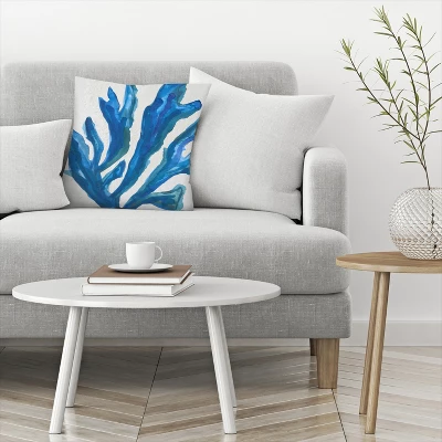 Americanflat Blue Watercolor Seaweed Painitng 2 By Jetty Home Throw Pillow 2 Americanflat Blue Watercolor Seaweed Painitng 2 By Jetty Home Throw Pillow - Image 2