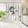 Americanflat 71" X 74" Shower Curtain, Holiday Snowman By PI Creative Art