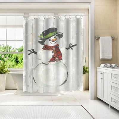 Americanflat 71" X 74" Shower Curtain, Holiday Snowman By PI Creative Art 1 Americanflat 71" X 74" Shower Curtain, Holiday Snowman By PI Creative Art