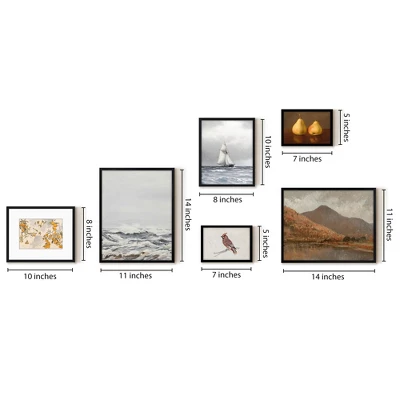 Americanflat 6 Piece Vintage Gallery Wall Art Set - White Caps, New Hampshire Autumn, Small Ship, Oranges Lemons By Maple + Oak 2 Americanflat 6 Piece Vintage Gallery Wall Art Set - White Caps, New Hampshire Autumn, Small Ship, Oranges Lemons By Maple + Oak - Image 2