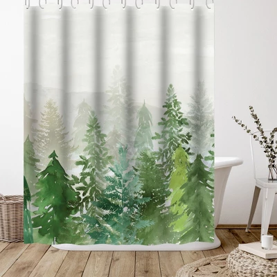 Americanflat 71" X 74" Shower Curtain, Winter Evergreen Forest By PI Creative Art 2 Americanflat 71" X 74" Shower Curtain, Winter Evergreen Forest By PI Creative Art - Image 2