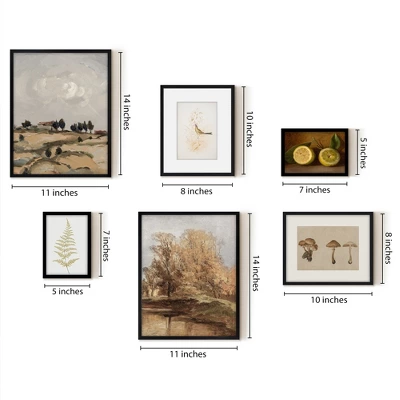 Americanflat 6 Piece Vintage Gallery Wall Art Set - Fall Study, Autumn In The Hills, Mushrooms, Light Bird, Fern Frond By Maple + Oak 2 Americanflat 6 Piece Vintage Gallery Wall Art Set - Fall Study, Autumn In The Hills, Mushrooms, Light Bird, Fern Frond By Maple + Oak - Image 2