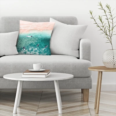 Aerial View Of Surfers On Waves By Tanya Shumkina Throw Pillow - Americanflat 2 Aerial View Of Surfers On Waves By Tanya Shumkina Throw Pillow - Americanflat - Image 2