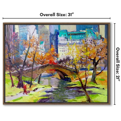 Americanflat Fall In Central Park 21"x31" Brown Framed Canvas 3 Americanflat Fall In Central Park 21"x31" Brown Framed Canvas - Image 3