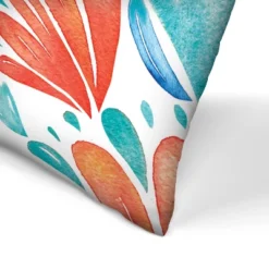 Americanflat Flor Coral Blue Folksy By Kristine Lombardi Throw Pillow