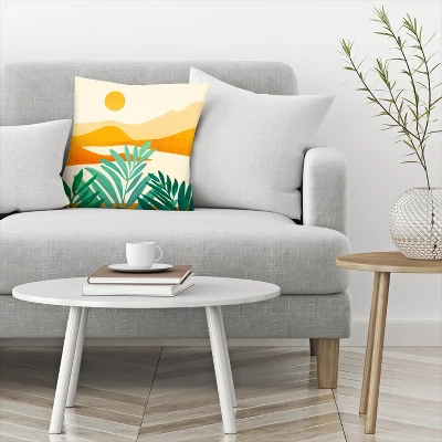 Alpine Sunset Sq Yellow By Modern Tropical Throw Pillow - Americanflat 2 Alpine Sunset Sq Yellow By Modern Tropical Throw Pillow - Americanflat - Image 2