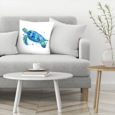 Americanflat Sargasso Blue Sea Turtle Throw Pillow By Sam Nagel 2 Americanflat Sargasso Blue Sea Turtle Throw Pillow By Sam Nagel - Image 2