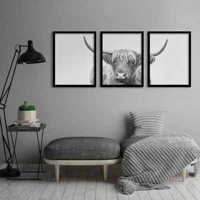 (Set Of 3) Triptych Wall Art Highland Bull Horns By Sisi And Seb - Set Of 3 Framed Prints - Americanflat 2 (Set Of 3) Triptych Wall Art Highland Bull Horns By Sisi And Seb - Set Of 3 Framed Prints - Americanflat - Image 2