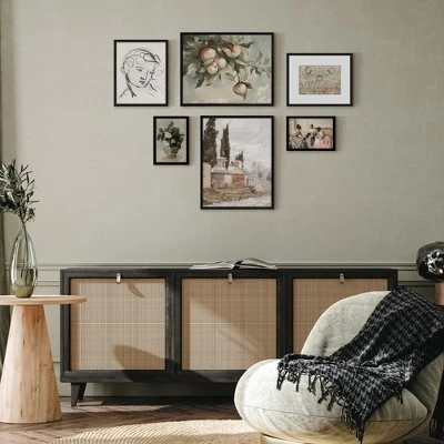 Americanflat 6 Piece Vintage Gallery Wall Art Set - Chickadee, Apple Tree Watercolor, Portrait Sketch, Afghan Rug By Maple + Oak 1 Americanflat 6 Piece Vintage Gallery Wall Art Set - Chickadee, Apple Tree Watercolor, Portrait Sketch, Afghan Rug By Maple + Oak