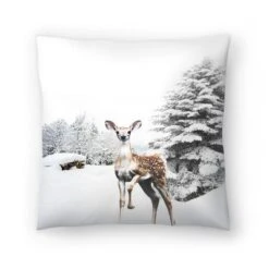 Spotted Deer In The Winter Forest By Tanya Shumkina Throw Pillow - Americanflat -Americanflat GUEST b1a1f26c ce4a 405f 861b 38d57fb8d6bf