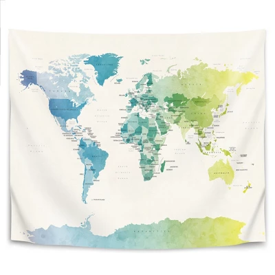 Americanflat Watercolour Political Map Of The World New 1 By Michael Tompsett Wall Tapestry 4 Americanflat Watercolour Political Map Of The World New 1 By Michael Tompsett Wall Tapestry - Image 4