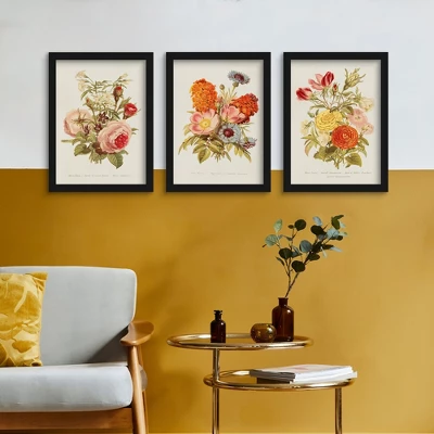 Americanflat Antique Floral Bouquet By World Art Group - 3 Piece Gallery Framed Print Art Set 1 Americanflat Antique Floral Bouquet By World Art Group - 3 Piece Gallery Framed Print Art Set