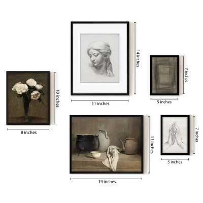 Americanflat 5 Piece Vintage Gallery Wall Art Set - Pot Kettle Still Life, Sculpture Study, Roses, Geometric Abstract By Maple + Oak 2 Americanflat 5 Piece Vintage Gallery Wall Art Set - Pot Kettle Still Life, Sculpture Study, Roses, Geometric Abstract By Maple + Oak - Image 2