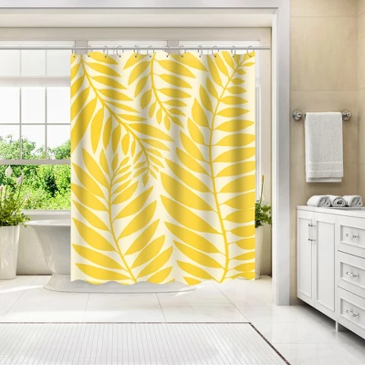 Americanflat 71" X 74" Shower Curtain, Golden Yellow Leaves By Modern Tropical 1 Americanflat 71" X 74" Shower Curtain, Golden Yellow Leaves By Modern Tropical